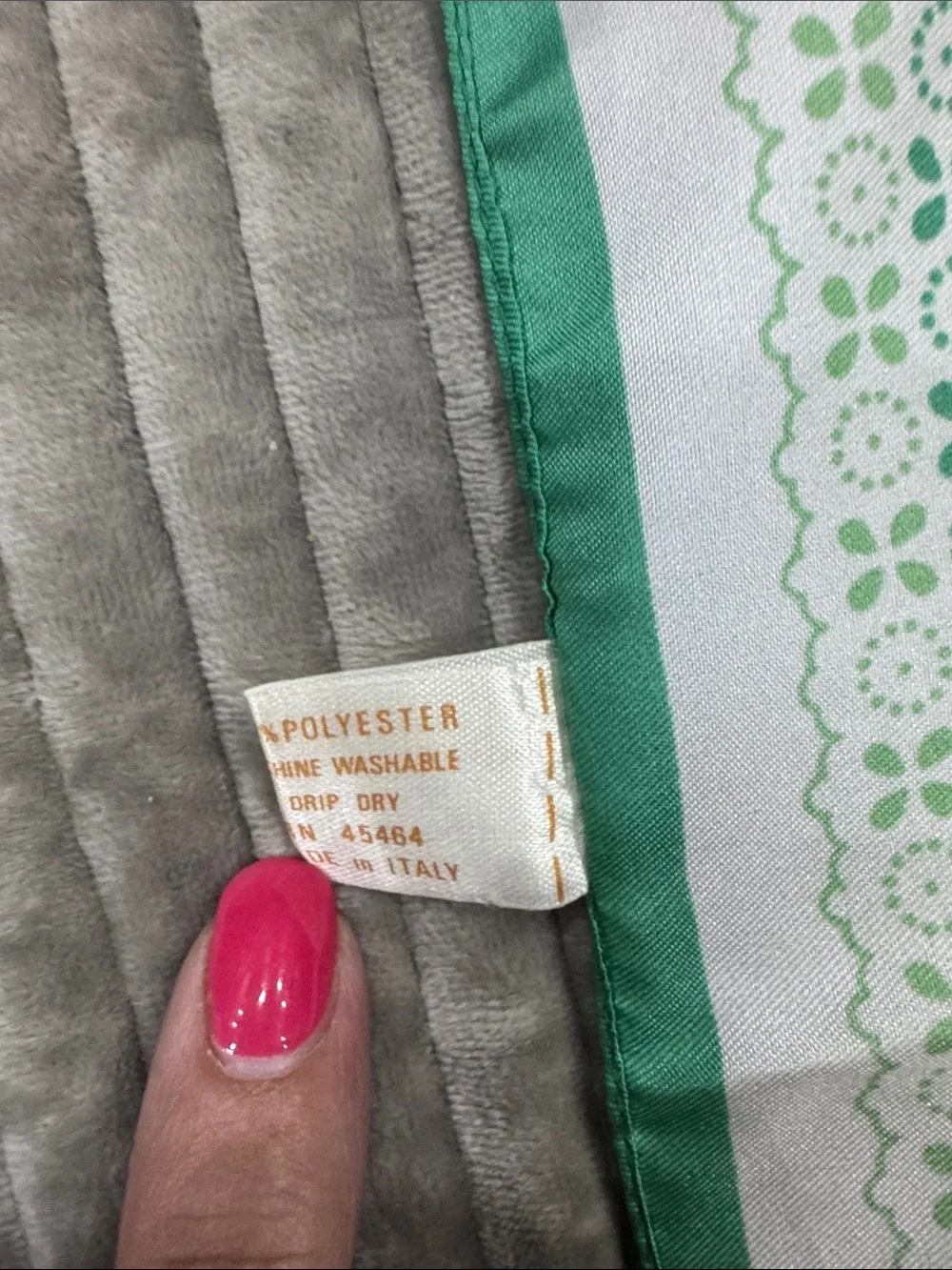Green & White Floral Pattern Silk Scarf